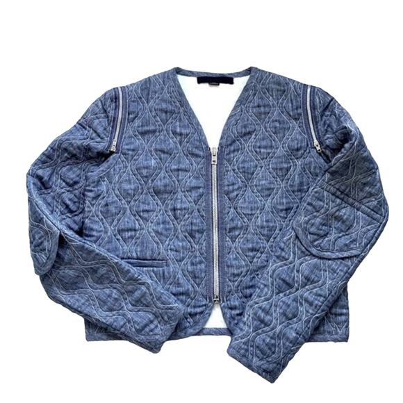 New Alexander Wang Convertible Quilted Linen Denim Jacket Size 0 - Picture 1 of 11